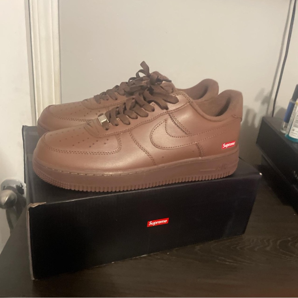 Supreme Air Force 1 baroque brown colorway, never worn fresh out box, size 10